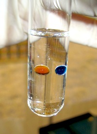 Suspended colored droplets